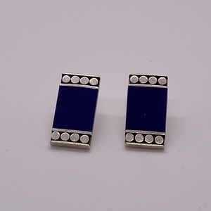 925 Silver Earrings with indigo inlay